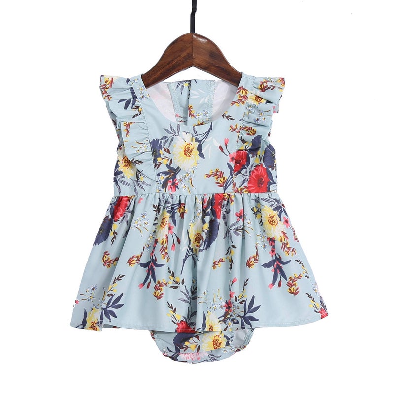 PopReal Mommy and Me Dresses Floral Mom and Daughter Matching Outfits Spaghetti Strap Sleeveless Dress Beach Mini Sundress Light Green Small - Image 4